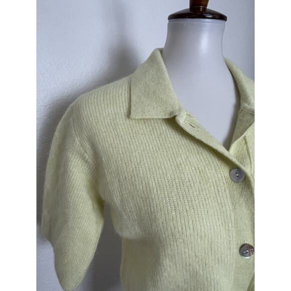 & Other Stories Sweater Collard Cropped Ribbed Wool Blend Yellow - Picture 3 of 10
